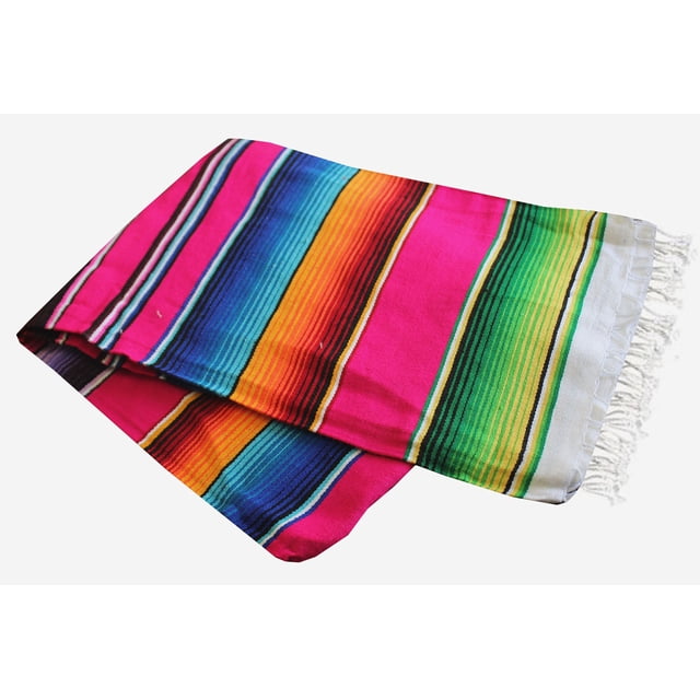 Del Mex (TM X-Large Mexican Serape Blanket Tablecloth Sarape (Pink)