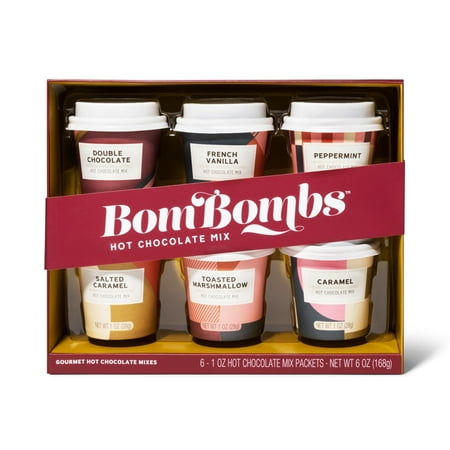 Thoughtfully Hot Chocolate Mix Gift Set in Mini Cup, Flavors Include Double Chocolate, French Vanilla, Peppermint, Salted Caramel and More, Set of 6