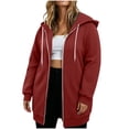 thumbnail image 4 of Womens Plus Size Hoodies Long Tunic Loose Fit Zip Up Sweatshirt Drawstring Casual Oversized Comfy Fall Coat with Pockets, 4 of 6