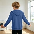 thumbnail image 5 of XAOFW Solid Color Zip Up Hoodies For Boys Zipper Long Sleeve Hooded Sweatshirt With Front Pockets Lightweight Outdoor Wear Pullover For Kids Stylish Top 7-8 Years, 5 of 6