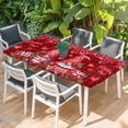 thumbnail image 2 of Valentine's Day Table Cloths for 6 Foot Rectangle Tables, Gnomes Romantic Roses Red Plaid Patio Waterproof Elastic Fitted Tablecloths, Washable Rectangular Table Cover for Camping, 2 of 8