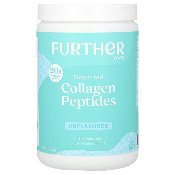 Further Food Unflavored Collagen Peptides Powder, Grass-Fed Pasture-Raised Hydrolyzed Type 1 & 3 Protein, Gut Health Joint, Hair, Skin, Nails, Paleo Keto Sugar-Free 9.88 oz