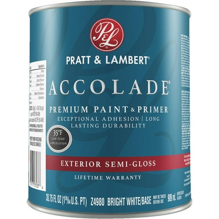 Pratt & Lambert Accolade 100% Acrylic Paint & Primer Semi-Gloss Exterior House