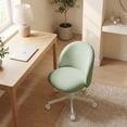 thumbnail image 3 of CELTOSS Home Office Desk Chair, Cute Teddy Fabric Swivel Vanity Stool, Mid Back Adjustable Armless Task Chair with Wheels, Green, 3 of 10