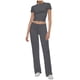 thumbnail image 1 of Conjunto de 2 piezas para mujer: top corto de manga corta y pantalones rectos, estilo deportivo informal, tallas reales para primavera/verano, 1 of 6