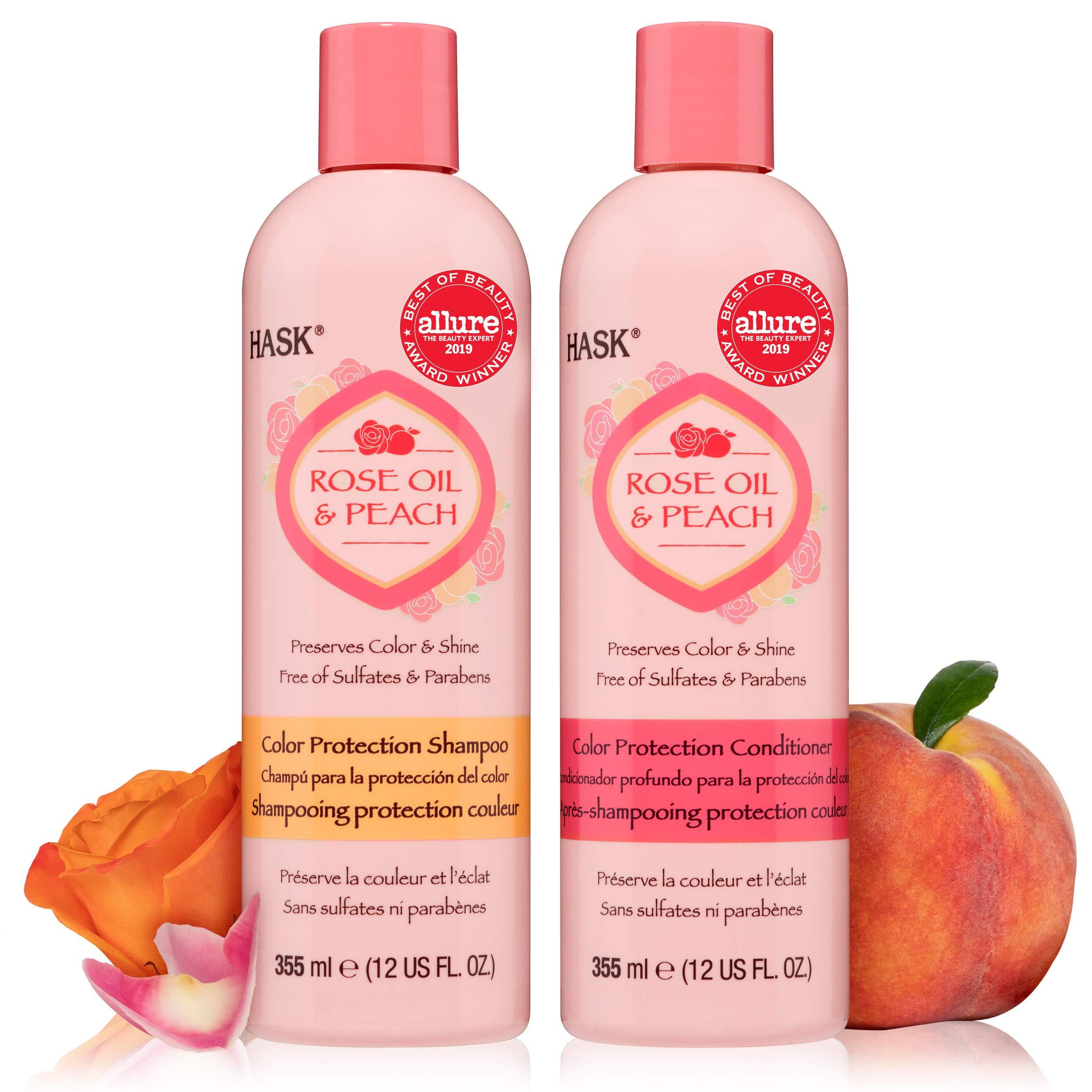 HASK ROSE OIL + PEACH Shampoo and Conditioner Set Color Protecting