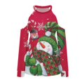 thumbnail image 5 of Mujeres moda Navidad sin tirantes impresión manga larga blusas sudadera Tops Pompotops  gfhjh10342, 5 of 5