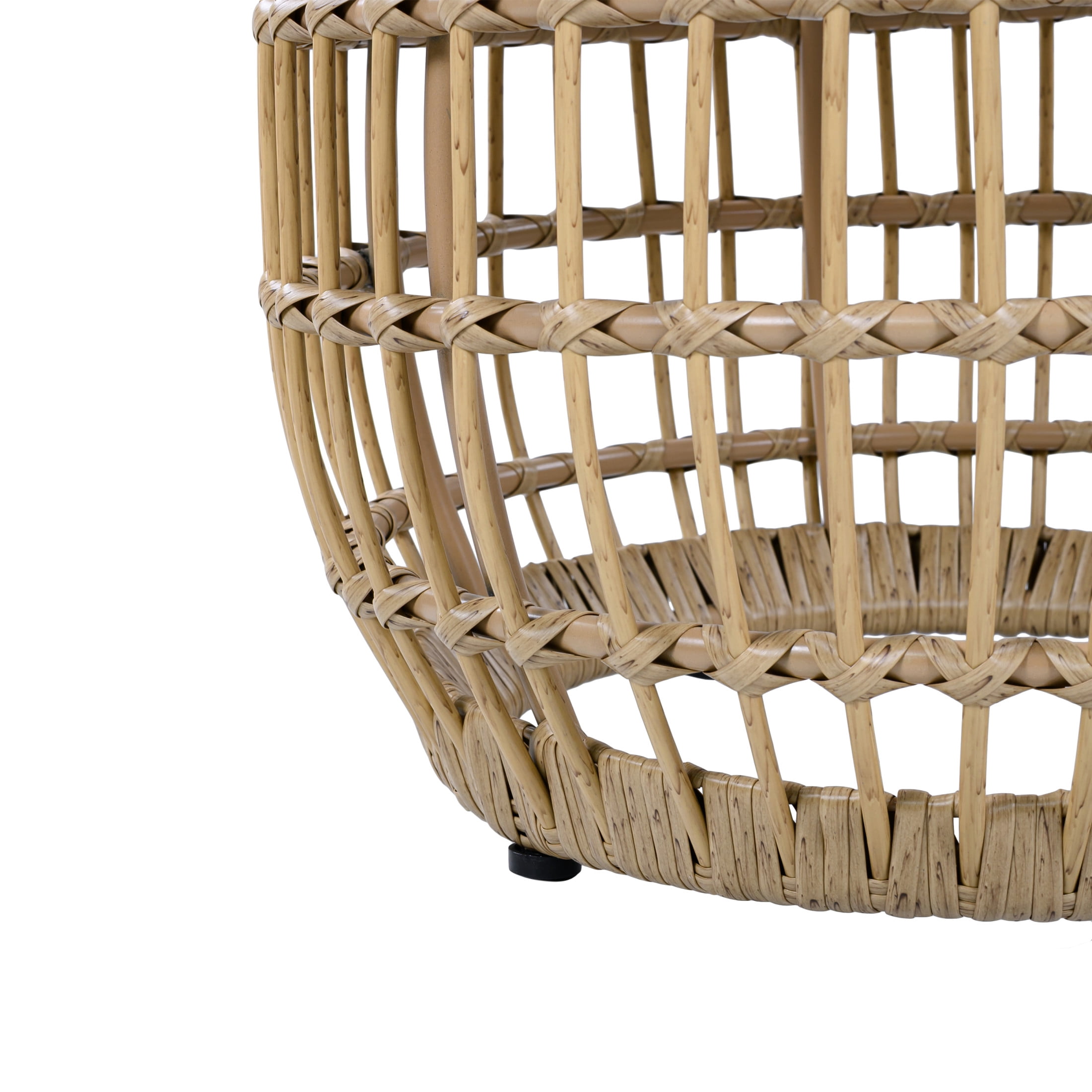 Christopher Knight Home Acacia Wood Outdoor Round Accent Side Table with Wicker Base, Light Brown