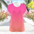 thumbnail image 4 of JSheng Womens T-Shirts Plus Size To 5XL Oversized Loose V-neck Short Sleeved Gradient Color Summer Casual T-shirt Z-Hot Pink XXXL, 4 of 5