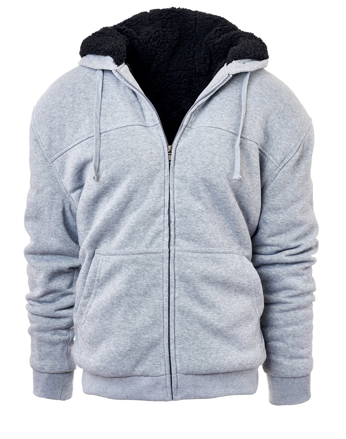 Men's Fleece Jackets Sherpa Lined Sweatshirt Heavyweight Thick Zip Up Hoodie with Zipper Pockets