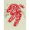 thumbnail image 4 of Elippeo Baby Girl Valentine’s Day Outfits Long Sleeve Floral Print Sweatshirt + Pants + Headband Set Toddler Clothes, 4 of 9