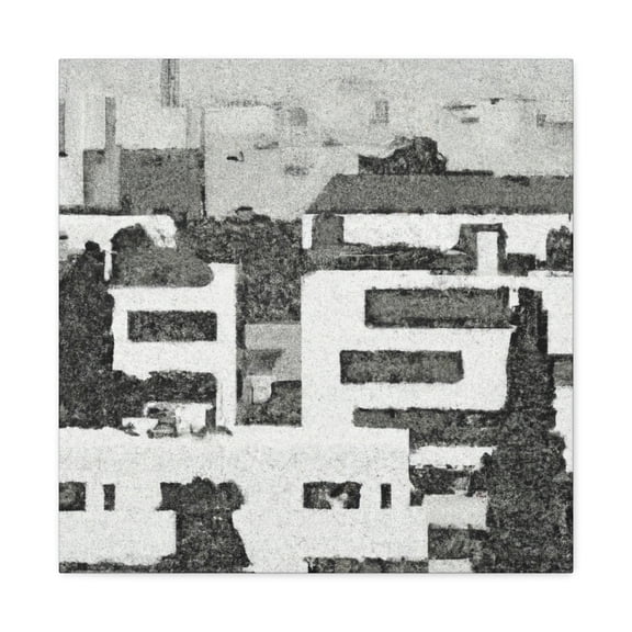 Bauhaus Pointillism Scene - Canvas