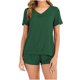 thumbnail image 1 of Conjuntos de Pijama Para Mujer, Ropa de Dormir de Manga Corta, Jersey Informal Liso, Conjunto de Dos Piezas Con Cuello en V, Ropa de Dormir Para El Hogar Odeerbi  ODB120395, 1 of 9