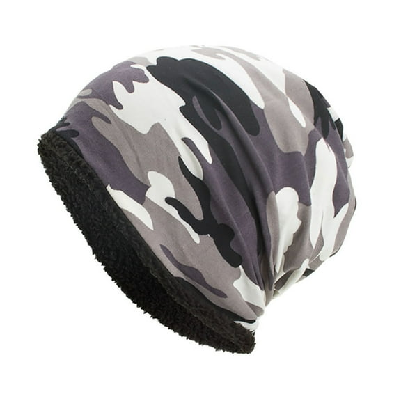 lanema Outdoor Sports Warm Skullcap Camouflage Print Fleece Lined Thermal Beanie Hat