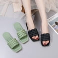 thumbnail image 4 of Summer Slippers, Women Sandals Braided Texture Open Toe Summer Flat Antislip Sliders Slippers for Beach, 4 of 4