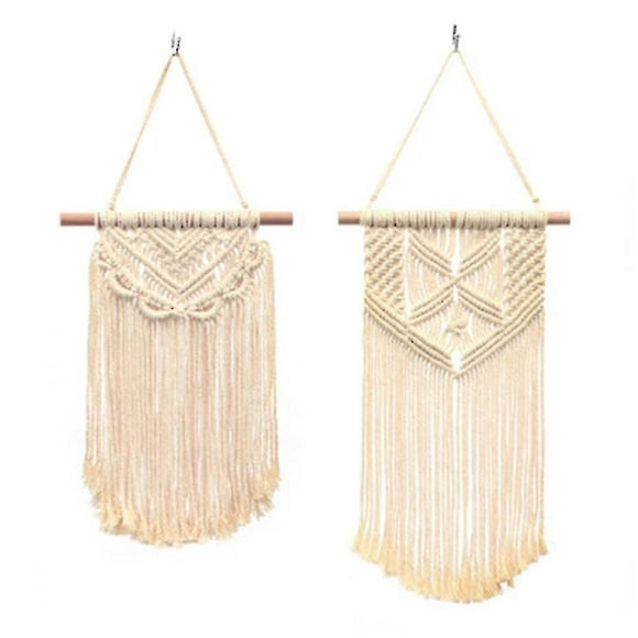 2 Pcs Wall Hanging Small Art Woven Tapestry Boho Chic Home Decor