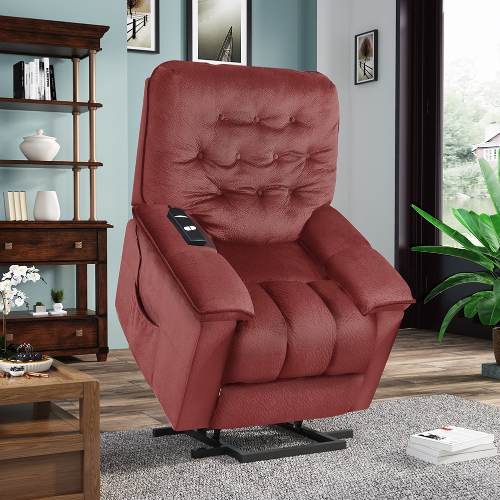 Private Jungle Power Lift Chair, Soft Fabric Upholstery Electric Recliner, Living Room Sofa Chair with Remote Control, Red Private Jungle Power Lift Chair, Soft Fabric Upholstery Electric Recliner, Living Room Sofa Chair with Remote Control, Red