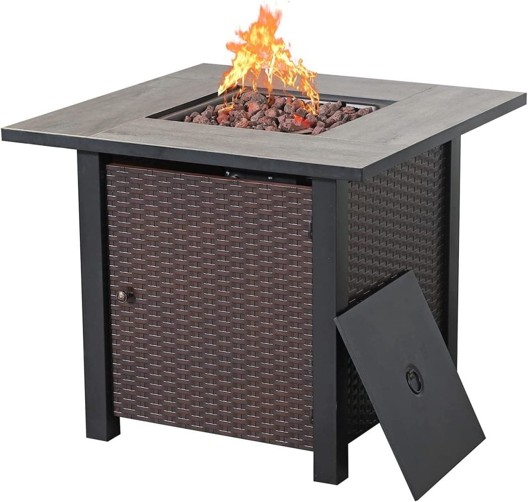 JayDAYon Outdoor Gas Fire Pit 30" Rectangle Patio Propane Fire Pit