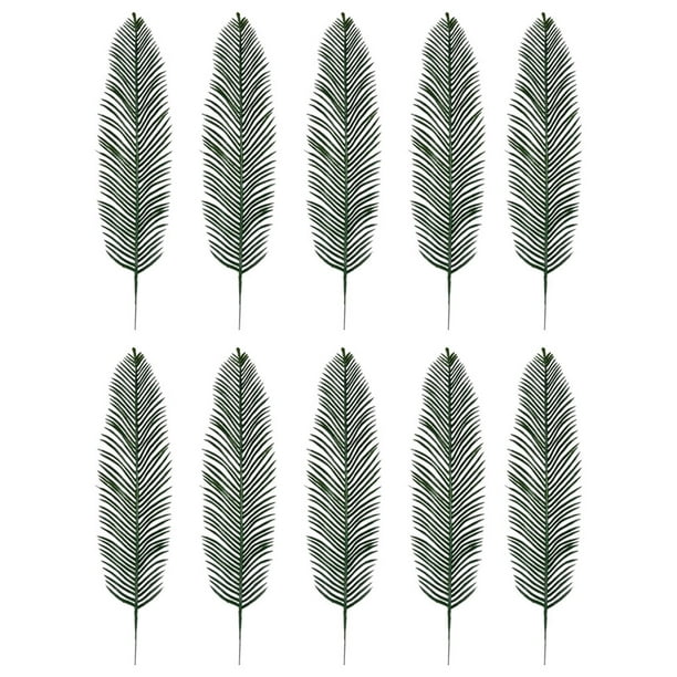 Hojas de palma artificiales Bewildely 10 unids/set bajo mantenimiento para interiores y exteriores verdes A00265