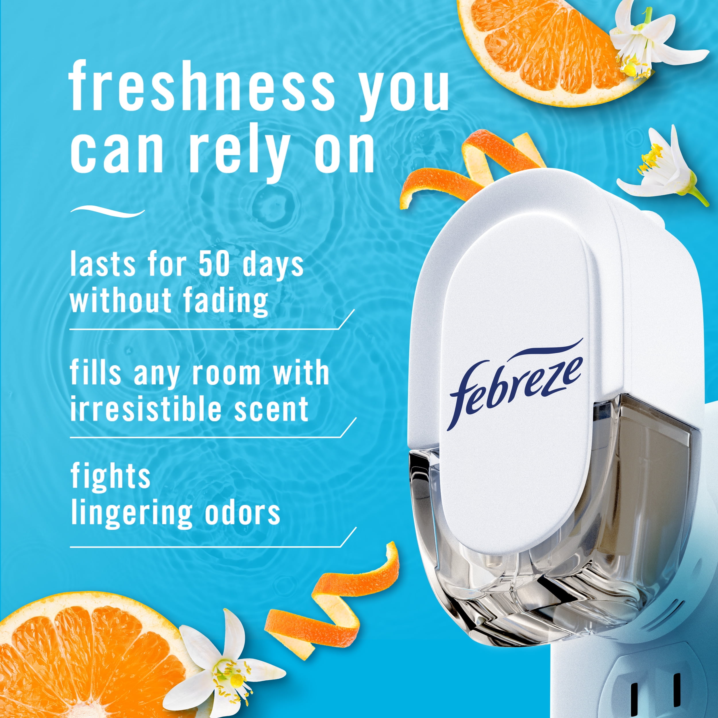 (3 pack) Febreze Plug In Air Freshener, Odor-Fighting Scented Oil Refill, Refresh & Energize, 2 Refill