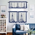 thumbnail image 2 of Lighthouse Kitchen Curtains Sets for Windows 24 Inch Length, Ocean Seagull Vintage Navy Blue Coastal Boat Rod Pocket Window Treatments Tier Curtains and Valances Set for Bedroom/Bathroom, 2 of 8