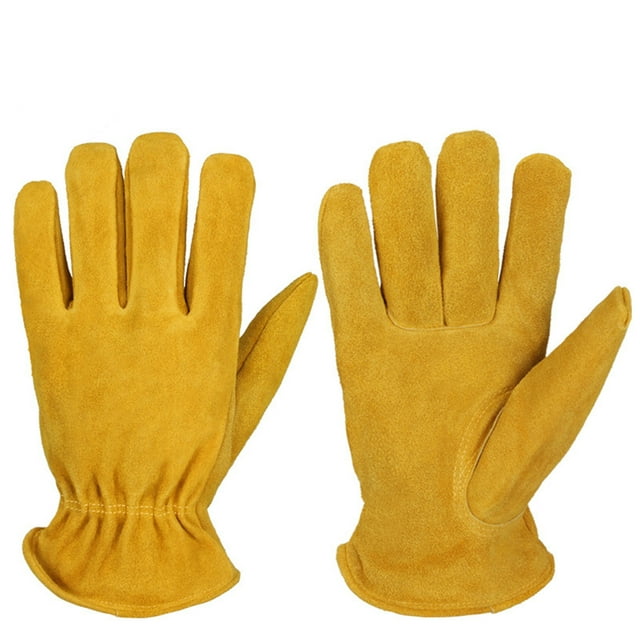Leather Work Gloves under $5! CQCYD Leather Work Gloves, Cowhide Winter Warm Gloves, Men's Durable Gloves for Skiing, Outdoor Work, Cold Weather Protection