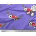 thumbnail image 2 of Soimoi Poly Georgette Fabric Leaves & Anemone Flower Print Sewing Fabric Yard 52 Inch Wide, 2 of 3