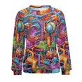 thumbnail image 7 of Abstract Oil Painting Women's Floral Printed Sweatshirt Long Sleeve Crewneck Casual Loose Vintage Graphic Pullover Tops, 7 of 7