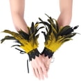 thumbnail image 2 of Ljudmp Womens Gothic Lace Feather Gloves Feather Arm Sleeve Wristband Lace Cuff Cosplay Evening Party Opera Costume Accessories Yellow, 2 of 3