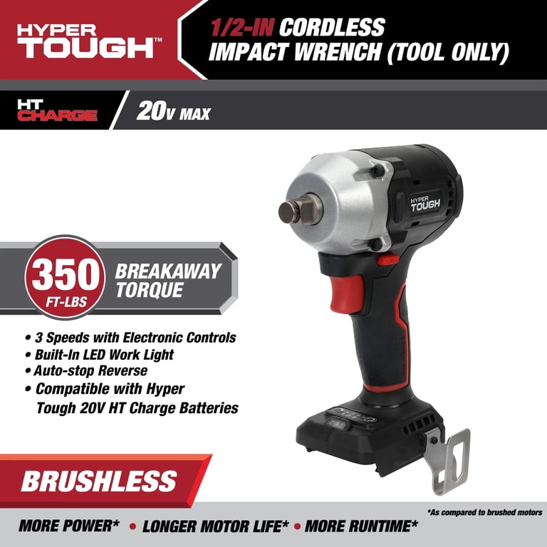 Hyper Tough 20V Max Brushless 1/2 in. Impact Wrench, 350 ft-lbs. photo 2