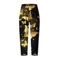 thumbnail image 4 of RYRJJ Trendy Summer Capri Pants for Women Butterfly Print Cotton Linen Baggy Pant Elastic Waisted Wide Leg Cropped Lounge Trousers(Gold,L), 4 of 5