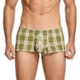 thumbnail image 2 of khonts,Men's Low Waist Boxers Shorts Relax Fit Stripe Underwear Loose Plaid Printed Underpants Green XL, 2 of 6