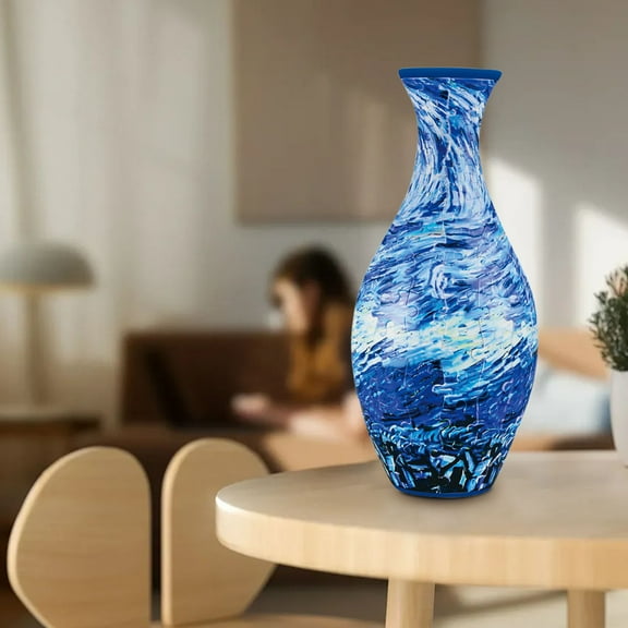 pathside 3D Puzzles Vase for Adults, 160 Pieces Curved Plastic Puzzle Flower Vase House Warming, DIY Unique Flower Vase Gift for Flower Arrangements and Home Decoration (Starry Night)