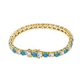 thumbnail image 2 of 11.43 CTW Round Cut Simulated Diamond & Swiss Blue Topaz 14K Yellow Gold Plated S925 Tennis Bracelet 6" Men's & Women's, 2 of 5