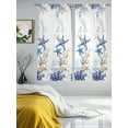 thumbnail image 4 of Coastal Starfish Sheer Curtains 72 Inch Length 2 Panels Set, Semi Transparent Voile Rod Pocket Curtains for Living Dining Room Bedroom Drapes Nautical Coral Ship Anchor Rudder, 4 of 6