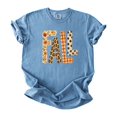 thumbnail image 2 of Fall Shirt for Women Leopard Floral Gingham Polka Dot Graphic Tee, Blue Jean Shirt, 2XL, 2 of 8