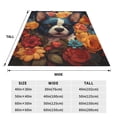 thumbnail image 3 of Fotbe Cute Colorful Flower French Bulldog Manta de Franela Acolchonada con Estampado, Súper Suave y Esponjosa, Extra Grande para Sofá, Cama, Uso Todo el Año-50"x40", 3 of 7