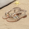 thumbnail image 2 of JDEFEG Girls' Sandals Pu Leather Soft Sandals Summer Casual Beach Shoes Princess Dress Shoes Flat Bohemian Sandals Fashion Casual Open Toe Sandals Khaki Size 3, 2 of 9