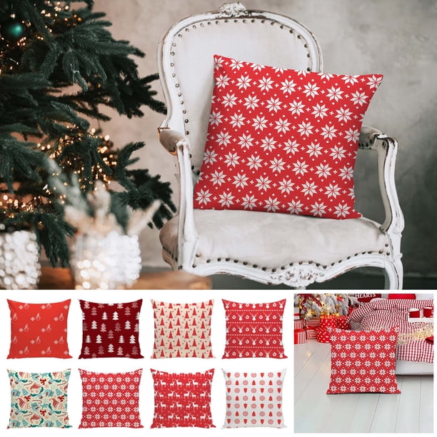Descuento de Temporada, Funda de almohada con árbol de Navidad rojo Akmoler