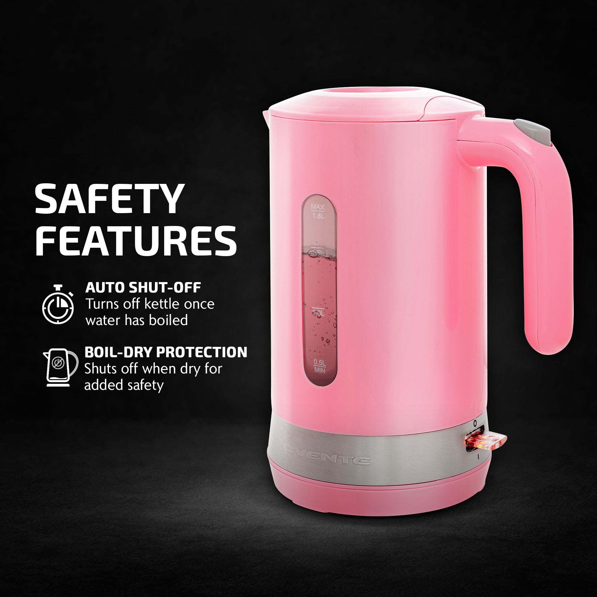 Fast Boil Kettle, Rapid Boil Kettle, 2L, 1500W, Auto Shut - off  Protection/Pink/Pink