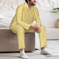 thumbnail image 7 of Salouo Yellow Gingham Print Button-Front Long Sleeve Pajama Set for Men, Soft 2Pjs Men's Long Sleeve Sleepwear-Large, 7 of 7