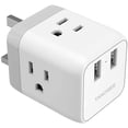 thumbnail image 1 of UK Ireland London Power Adapter, UK Travel Plug Adapter with 2 USB Charger and 3 American Outlets, US to British Scotland England Hongkong Adaptor (Type G Plug), 1 of 7