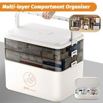 LineYDI 3-Tier Medicine Organizer Portable Medicine Cabinet Empty First Aid Kit for Home