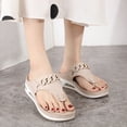 thumbnail image 6 of Fsqjgq Boho Sandals Women Slide Sandals Women Wedge Air Cushioned Thong Sandals Slippers Open Toe Sandals Summer Casual Women Roman Sandals Flip Clip Women Sandals Size 39 Beige, 6 of 8