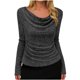thumbnail image 2 of Xuyuer Women's Solid Color V-Neck Long Sleeve Pullover, Pile Casual Fashion Top for Women's Blouses Collection, 2 of 9