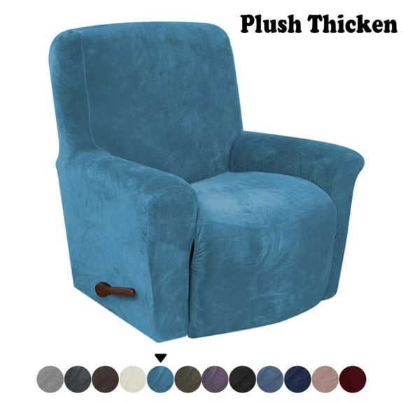 ATJIA Velvet 4-Pieces Stretch Recliner Chair Cover Recliner Slipcover Soft Velvet Recliner Covers Non Slip Furniture Protector with Pocket