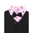 thumbnail image 3 of Genuiskids 3Pcs Toddler Baby Boy Formal Suits Single-Breasted Waistcoat Vest + Sailboat Print Long Sleeves Bow Tie Shirt Tops + Suit Trousers Wedding Party School Stage Performance Sets, 3 of 7