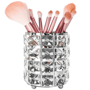OLIZEE Makeup Brush Holder Organizer, Crystal Bling Eyebrow Comb Brushes Pen Pencil Cosmetic Storage Box Container