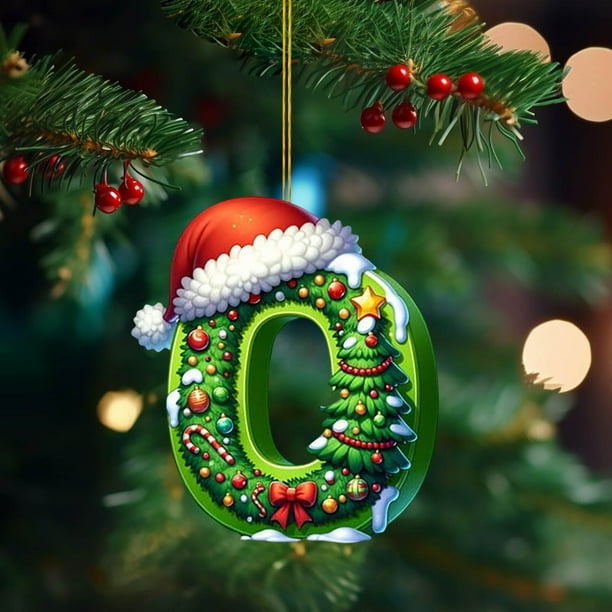 Árbol de Navidad Decoraciones Árbol de Navidad Acrílico 2D 26 Letra Colgante Regalo Decorativo Familia Fiesta de Navidad Colgante
