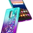 thumbnail image 3 of Nagebee Case for Alcatel TCL A1X A503DL, Alcatel Onyx 5008R (Cricket) with Tempered Glass Screen Protector, Sparkle Glitter Flowing Waterfall Liquid Floating, Durable Girls Cute Case (Aqua/Purple), 3 of 6
